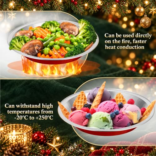 25 Pack 9 Inch Heavy Duty Aluminum Pie Tins with Lid, Red - color: Red