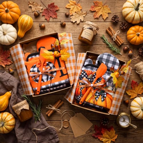 Rtteri 31 Pcs Fall Pumpkin Kitchen Gift Set Thanksgiving Kitchen Towels