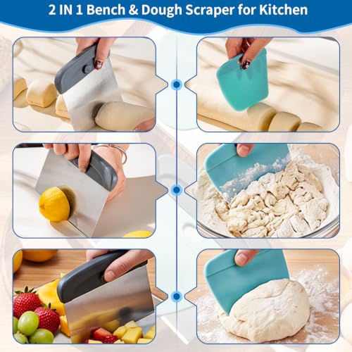 2 in 1 Dough Scraper and Bench Cutter for Kitchen Baking