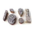 Indian Paisley and Leaf Motif Wood Block Stamps (Set of 6) Htag0324
