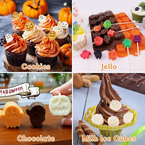 4pcs Halloween Candy Molds Ghost Chocolate Mold Mini Pumpkin Baking Molds - color: Ghost