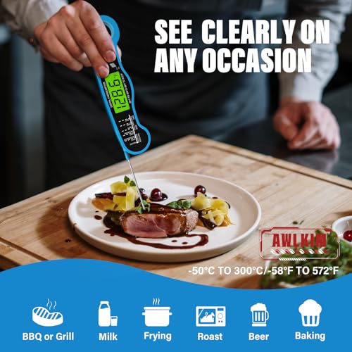 AWLKIM Meat Thermometer Digital, Instant Read Food Thermometer, Blue - color: 1 Pack Blue