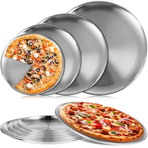 8 Pieces Silver Pizza Pans 8, 9, 10, 12 Inch Bakeware - color: Silver, size: 8, 9, 10, 12 Inch