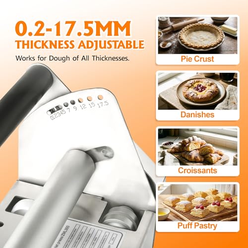 Folding Dough Sheeter Machine, Adjustable Thickness for Home & Bakery Use