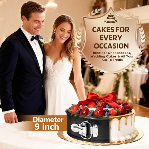 9 Inch Springform Pan Leakproof Nonstick Cheesecake Pan with Protector - size: 9 + 9.1 Inches
