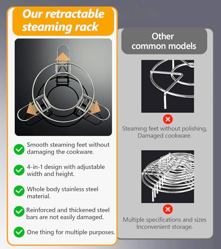 Ugotit Round Steamer Rack for Pots, Adjustable Instant Pot Trivet