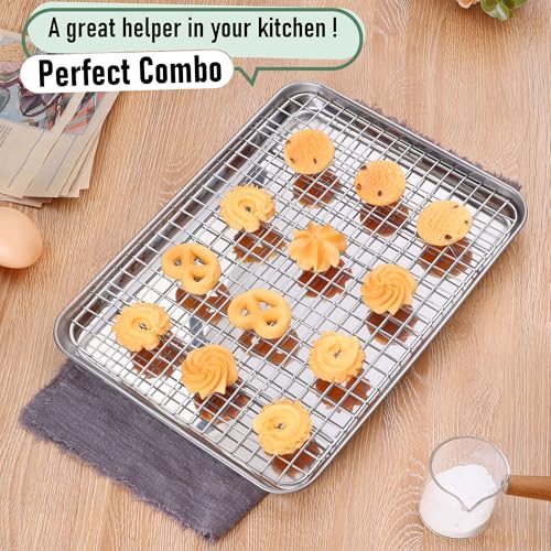 Homikit Baking Sheet with Wire Rack Set (1 Pan+1 Cooling Rack), 12" x 10" - size: 12*10 Inch