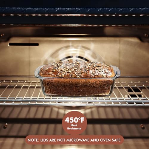 Razab 7.6 Cups / 1800 Ml / 1.9 Qt Large Glass Loaf Pan with Lids for Baking - color: Black, size: Set of 01
