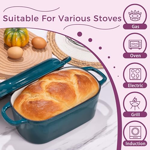 4.6-Quart Oval Dutch Oven for Bread Baking - color: Teal