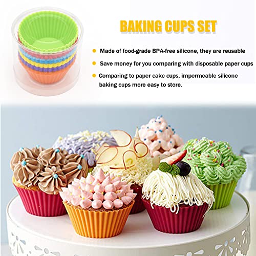 24 Pack Silicone Baking Cups, Reusable Cupcake Liners Molds, Multicolor - color: Multicolor
