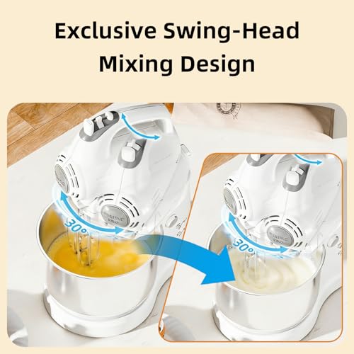 3.2QT 2-in-1 Stand Mixer, White - color: White, size: 3.2QT