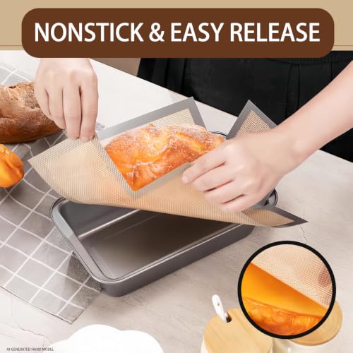 Mini Loaf Pan Liners for 8 x 4 Inch Loaf Pans, 2 Pack Reusable Silicone Bread Pan Liners, Nonstick Fold-to-Fit Corner Baking Inserts, Dishwasher Safe for Banana Bread