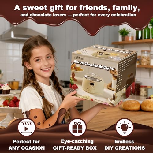 Chocolate Melting Pot, Electric Fondue Pot Set for Candy Melts & Cake Pops - color: Cream