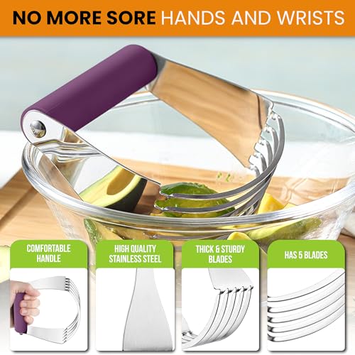 Spring Chef Large Dough Blender For Baking - Durable Pastry Blender, Purple - color: Purple, size: 4" Large