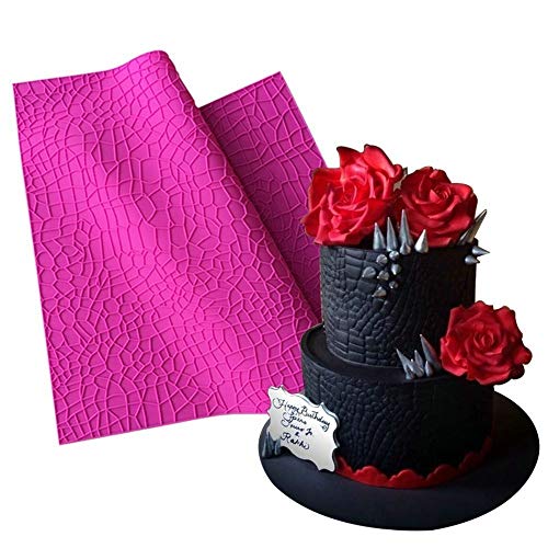 Large Silicone Imprint Mat Crocodile Alligator Pattern Cake Embosser Lace Impression Press Mold Border Rind Fondant Decorating Mold DIY Baking Tools Embossing Pad Sugarcraft Clay Mould