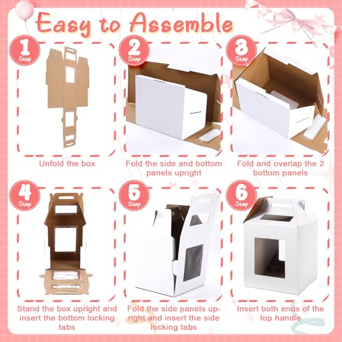 10 Pack Tall Cake Boxes for Tier Cakes 16 x 16 x 18 Inch with Window - size: 16 x 16 x 18 Inches