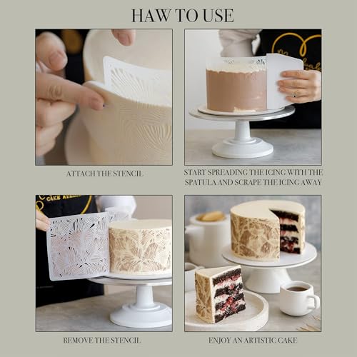 Cake Stencils - Cookie Stencils for Royal Icing, Templates for Buttercream Decorating, Baking Stencil, Mesh Reusable Spray Fondant Cookies, Paiting (18xDesigns with Scraper and 50xPins)