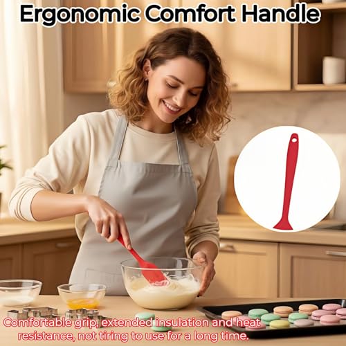 6-Piece Silicone Spatula Set, Heat Resistant Up to 230°C, Non-Scratch Non-Stick Cookware, Seamless One-Piece Design,with Pastry Brush for Baking Cooking Mixing (Red) - color: Red