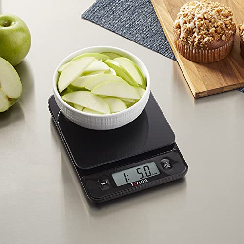 Taylor Glass Top Food Scale with Touch Controls, 11 lb Capacity, Sleek Black Design for Precision Food Measurement in Grams and Ounces (Pack of 4) - size: 11 Pounds (Pack of 4)