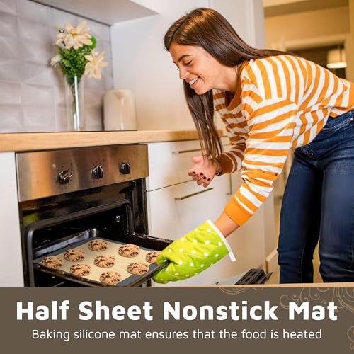 4 Pack Silicone Baking Mat Nonstick 2 Half and 2 Quarter Size - 1/4 Silicone Cookie Sheets for Baking Macaron Cookie Set of 2-2 Pack Thick Heavy Duty Reusable Mats Half Sheet for Kitchen Counter - size: 2 Half + 2 Quarter Sheets