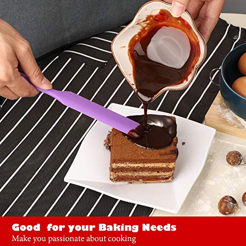 Heat Resistant Silicone Spatulas Set 6pcs, Seamless Design Non-Stick Mixing Spatulas with Stainless Steel Core, Premium BPA-Free Rubber Spatula Baking Cooking Utensile for Home Kitchen BBQ (purple) - color: Purple