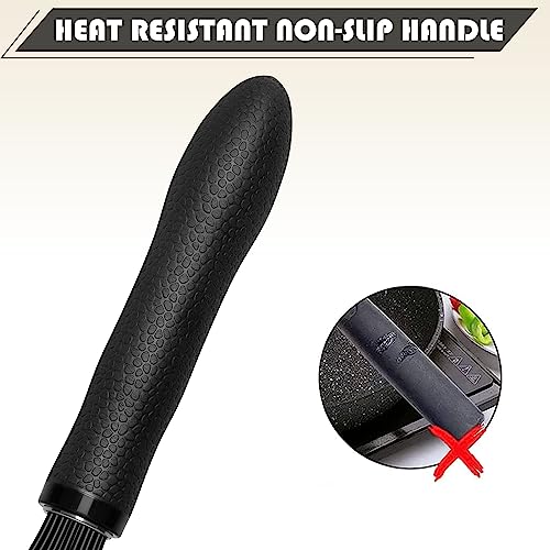 TEEVEA Silicone Whisk 11 Inch, Nonstick Heat Resistant for Cooking Baking - color: Black