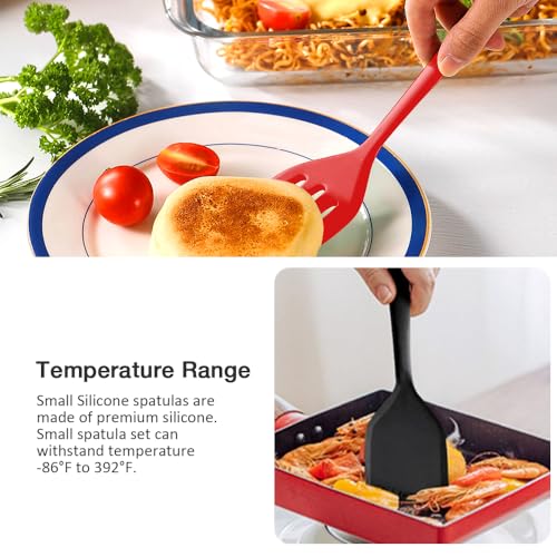 Small Silicone Serving Spatula Set of 4 for Egg, Steak(Black, Red) - color: Black, Red