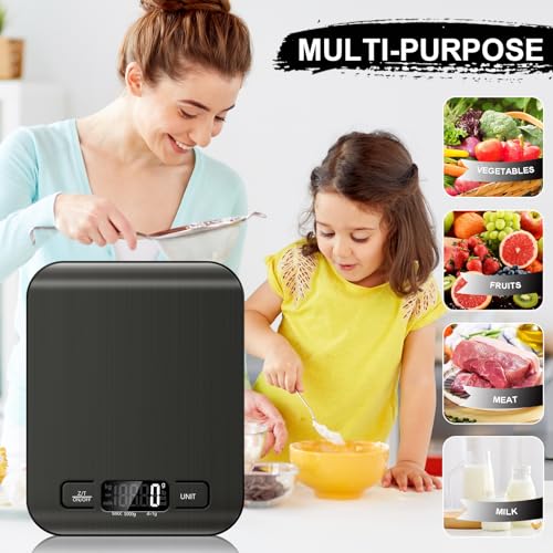 Food Scale, 11lb Kitchen Scale, 0.05oz/1g Weight Grams and Ounces, Black - color: Black
