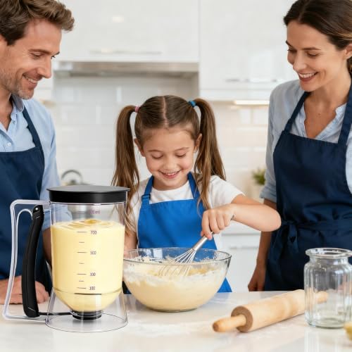 4-Cup Pancake Batter Dispenser with Squeeze Handle & Measuring Marks - color: Black