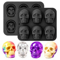 2Pcs Skull Silicone Mold, 6-Cavity 3D Large Skull Cake Pan Molds Halloween Silicone Molds for Baking Chocolate, Candy, Cake Decoration, Resin Casting