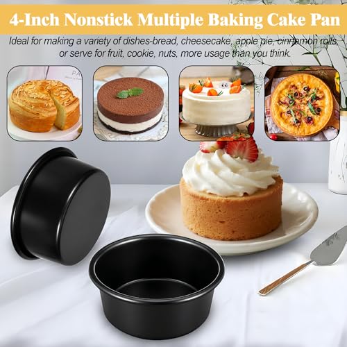 4 Inch Cake Pan, Nonstick Mini Cake Pans Set of 5 with 100 Parchment Paper