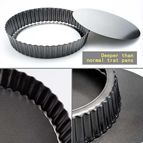 11 x 2 Inches Deep Dish Tart Pan Set of 2, Nonstick Tall Tart Quiche Pan, Carbon Steel Deep-dish Pie Pan with Removable Loose Bottom for Baking Thanksgiving Christmas - size: 11 inch-2 Set