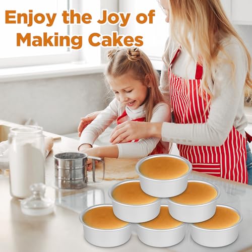 12 Pcs 4 Inch Round Cake Pans, Nonstick Aluminum Mini Cake Pans for Cheesecake, Pizza, Quiche, Leakproof & Easy Release, Silver
