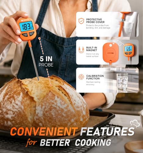BOMATA Digital Food Thermometer, IPX6 Waterproof, 1-3 Sec Fast Read - size: 5"
