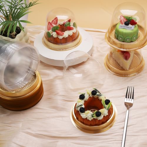 Hewnda Cake Box, Clear Plastic Dome Carrier, 50 Sets