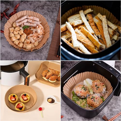 200Pcs Air Fryer Disposable Paper Liner, 8 Inch Round Non-Stick Air Fryer Liners Parchment Paper for 5-8 QT Air Fryer Baking Roasting Microwave - size: 8"Round