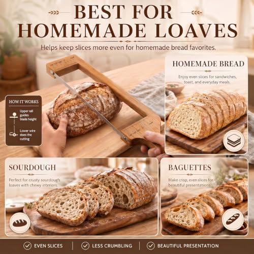 Sharp Bread Knife for Baker to Cut Homemade Sourdough Bread at Home Kitchen