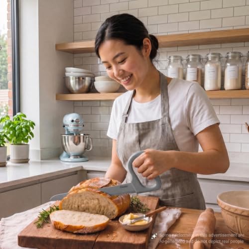 Sourdough Bread Knife, 8" Serrated Blade with Ergonomic Handle, Stainless Steel, Gray - color: Gray