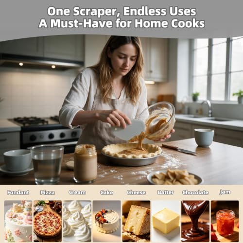 Sapid Flexible Curved Edge Silicone Bowl Scraper Dough Scraper Baking Bread - color: Gray