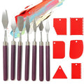 Painting Palette Knife Set - 7pcs Stainless Steel Palette Knife, 6pcs Plastic Drawing Scrapers Oil Painting Accessories for Oil Acrylic-Painting Cake Decorating Canvas