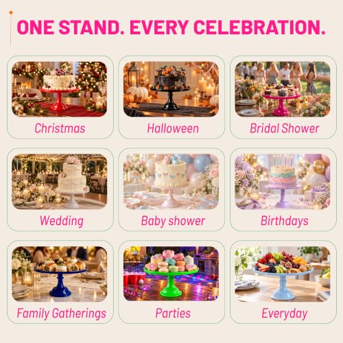 11-Inch Red Cake Stand, Melamine Pedestal Dessert Display for Parties - color: Red