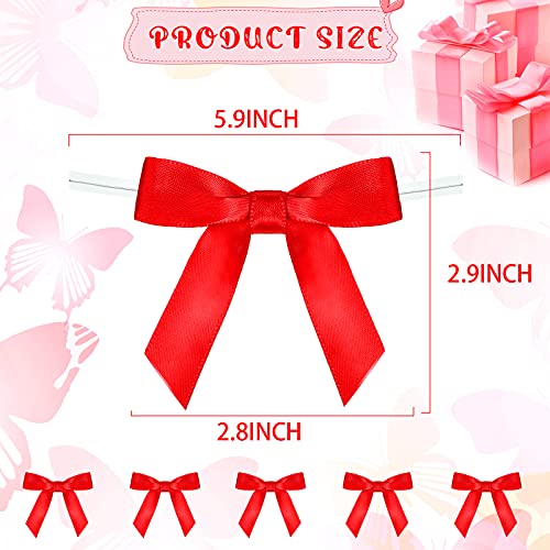 Willbond 100 Pcs Twist Tie Bows Satin Ribbon Mini,5/8 Inch,Red - color: Red