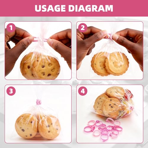 60 Pcs Silicone Piping Bag Ties, Reusable Sealing Clips for Baking