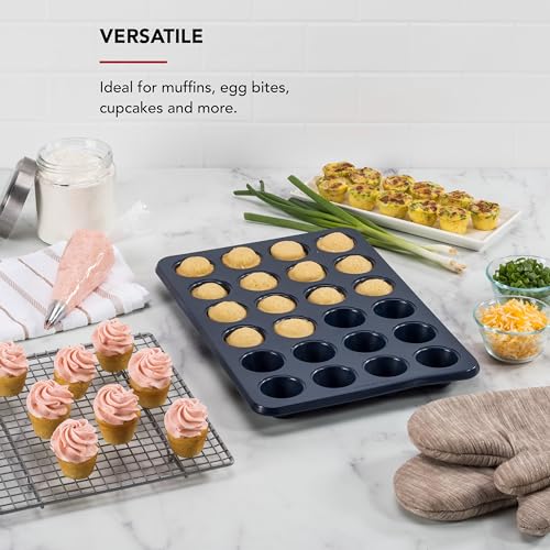 KitchenAid 24-Cup Nonstick Aluminized Steel Mini Muffin Pan, Ink Blue - color: Ink Blue, size: 24 Cup