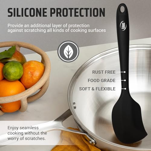 Kaluns Silicone Kitchen Utensils Set 24 Pcs Silicone Cooking Utensils Set - Can Opener, Masher, Turner, Spatula 446°F Heat Resistant Non-Stick - Premium Utensil Set - color: Black