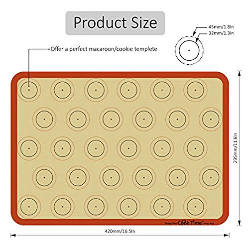 Macaron Silicone Baking Mat - 2 Non Stick Silicon Macaroon Baking Sheet - color: Red