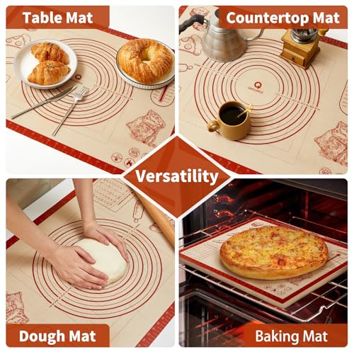 Non-slip Silicone Pastry Baking Mat 32''x 24'' Extra Large for Pastry Bread - size: 32"L x 24"W