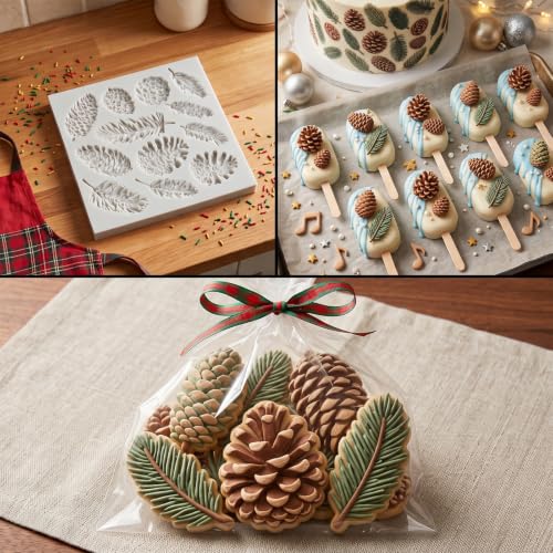 3D Pine Needles Branches Fondant Molds Pinecone Silicone Mold - color: Style N