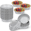 50 Pcs Egg Tart Mold for Baking, 3.8 Inch Stainless Steel Mini Tart Tin Pans Reusable Ensaymada Molder Filipino, Brioche Tins Mould for Tart Shells, Cupcakes, Mini Cake, Pudding, Muffin