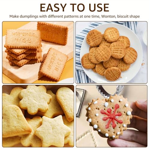 Premium Wooden Handles 6pcs Ravioli & Pasta Maker Set - Easy-to-Use Stamp and Cutter Wheels for Homemade Spaghetti, Tortellini, Lasagna, Dumplings, and More - Perfect Kitchen Gadgets